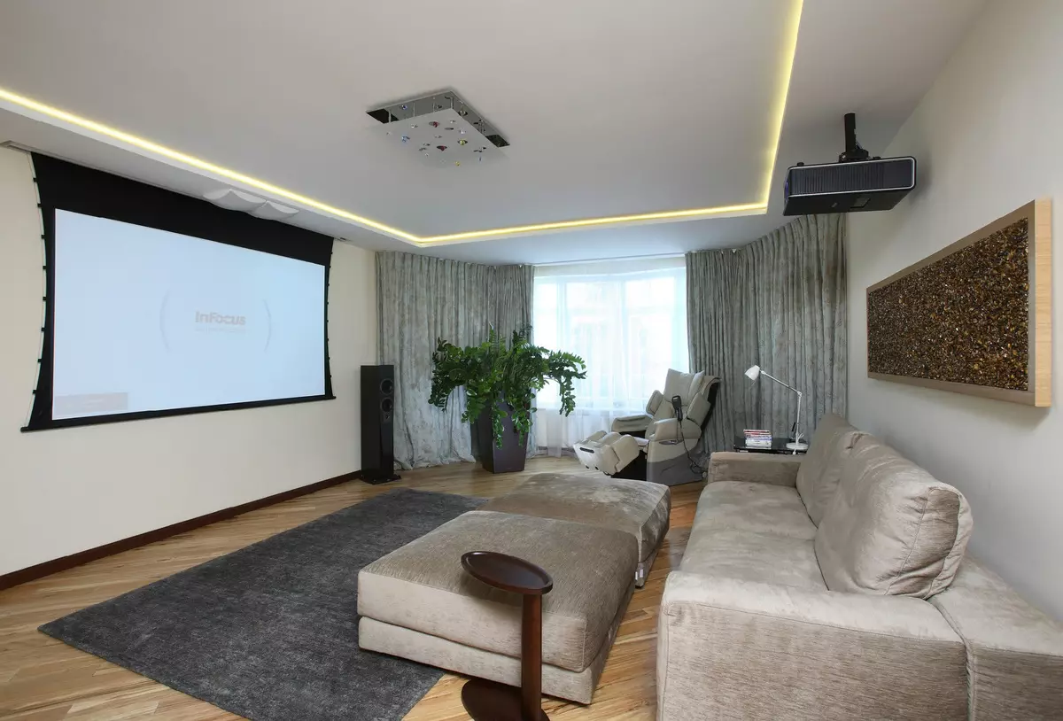 홈 시어터 용 소파를 선택하십시오 : TV를 보는 편안한 각도 소파. 소파 소파가있는 객실 디자인 9208_24