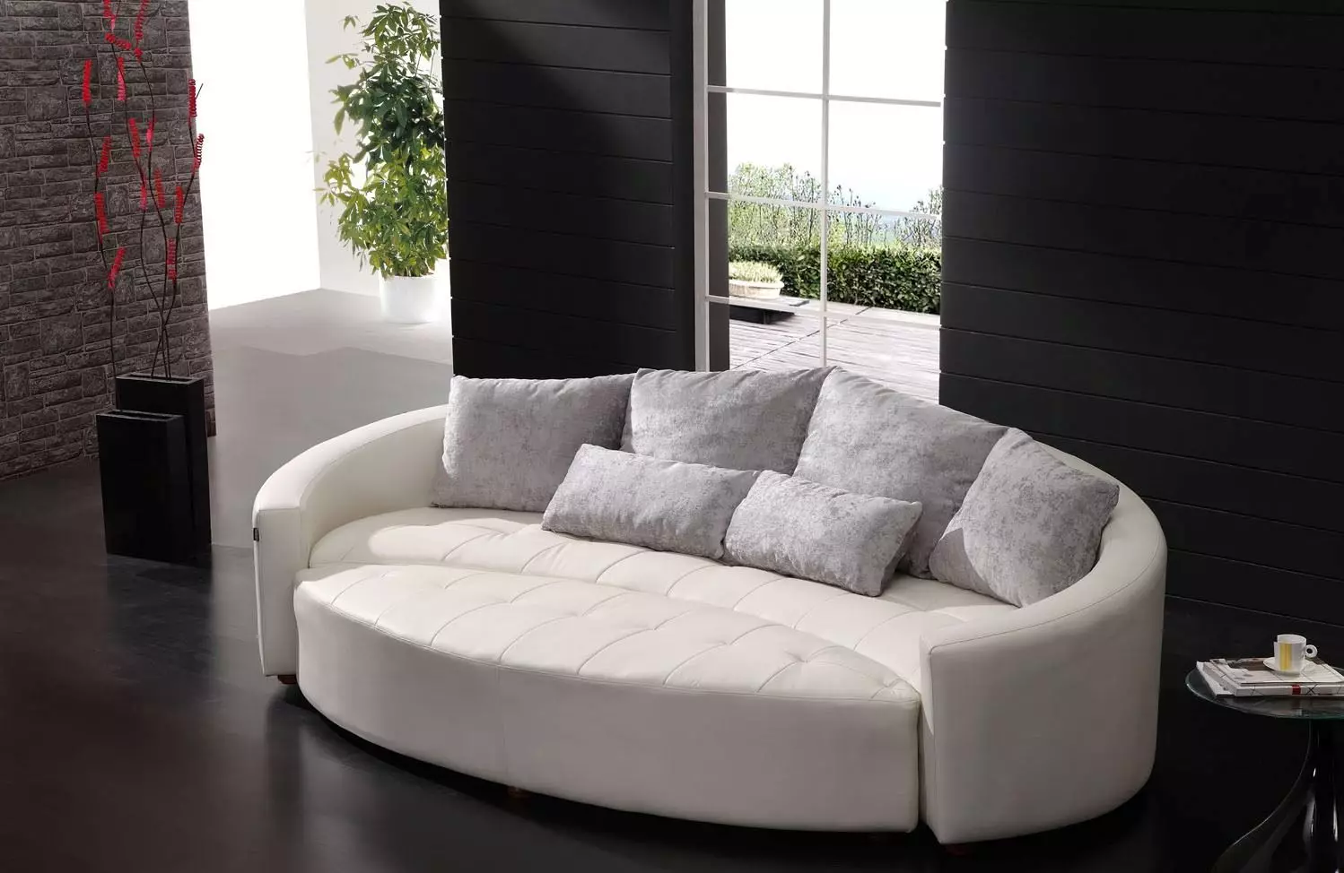 Białe sofy we wnętrzu (52 zdjęcia): kątowe i proste, wybierz duże dla gości i podwójnych, klasycznych i innych modeli 9214_19