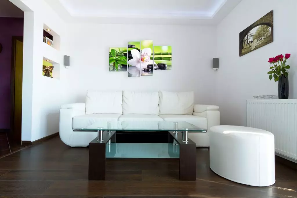 Ghế sofa trắng trong nội thất (52 ảnh): Angular andward, chọn một lượng lớn cho khách và đôi, cổ điển và các mô hình khác 9214_48