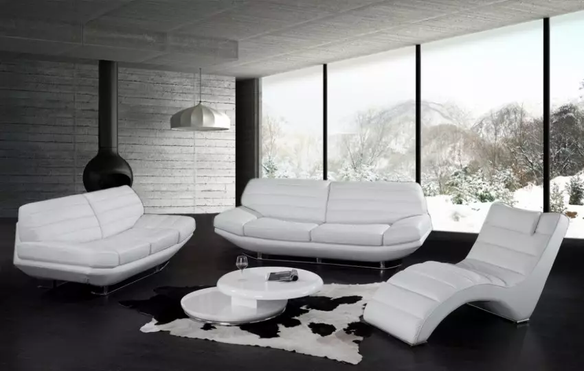 Hvide sofaer i interiøret (52 billeder): Vinkel og lige, vælg en stor til gæster og dobbelt-, klassiske og andre modeller 9214_49