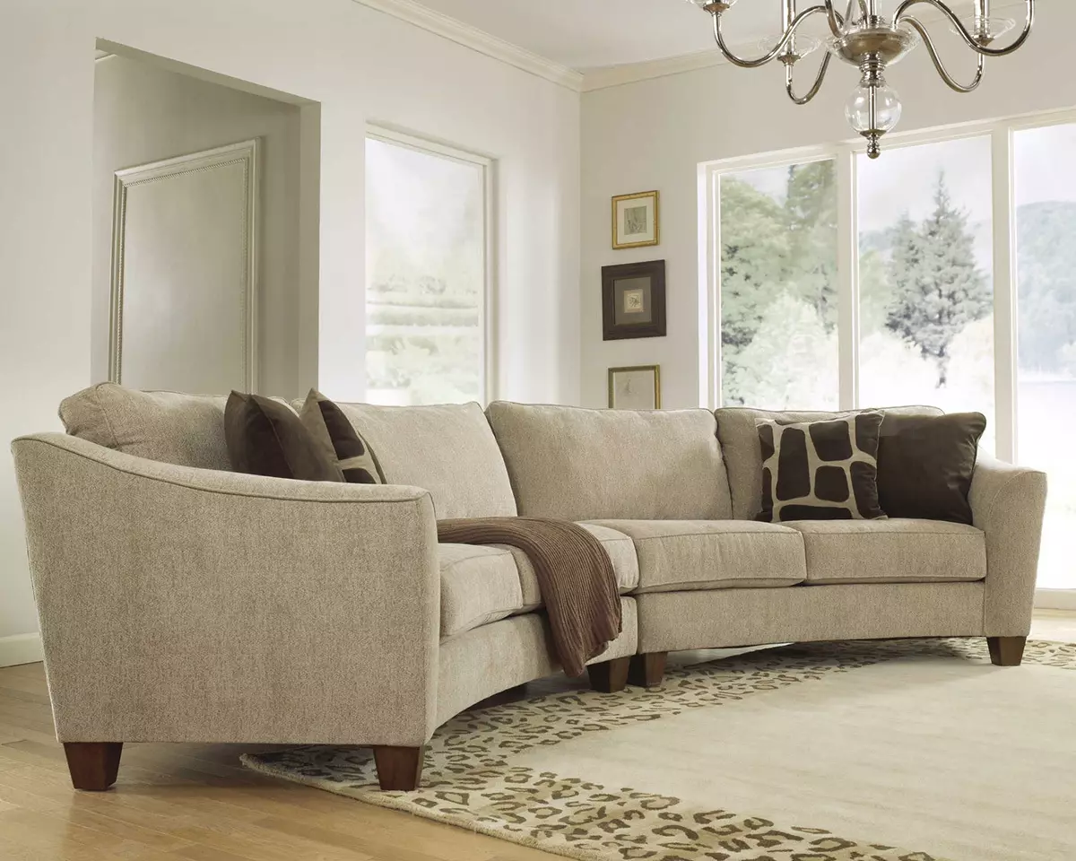 Šalies stiliaus sofa: kampiniai ir kiti modeliai. Kaip pasiimti interjerą? 9216_18