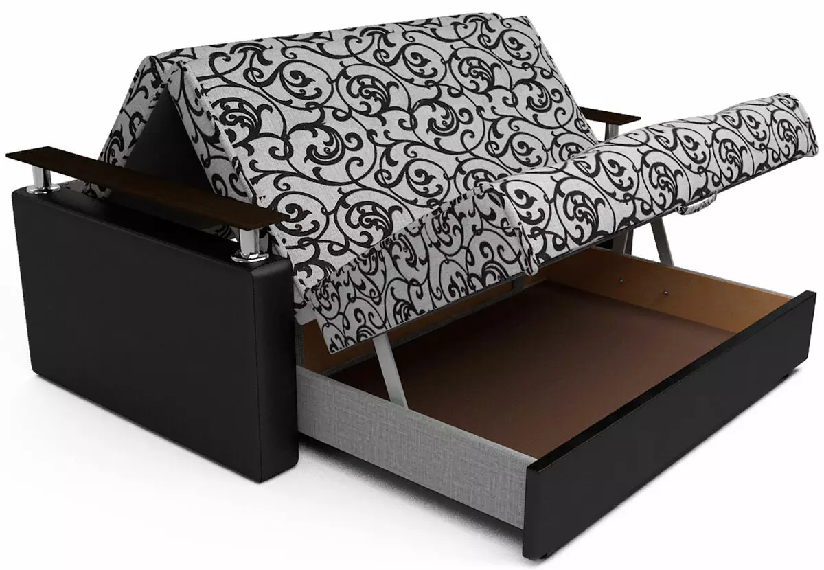Викатні дивани-ліжка: висувні вперед моделі з ящиками для білизни і без них, дивани з рівним спальним місцем, механізми 9221_27