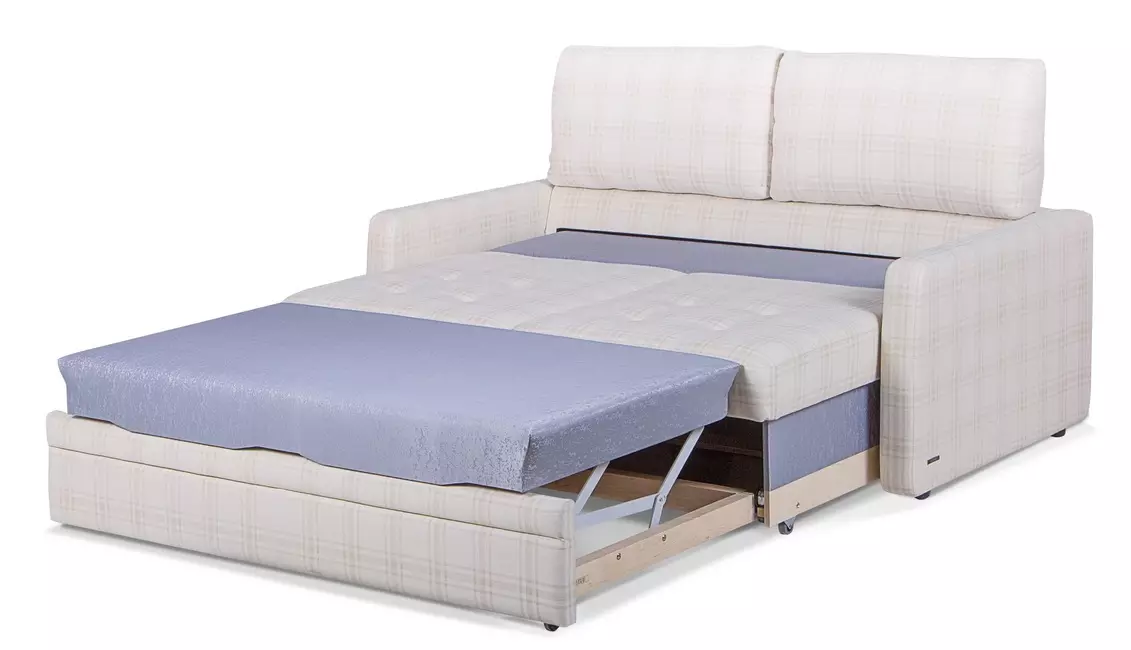 Zlobni kafesni ležišči: zložljivi modeli s posteljninami in brez njih, zofe z nemotenim spanjem, mehanizmi 9221_9