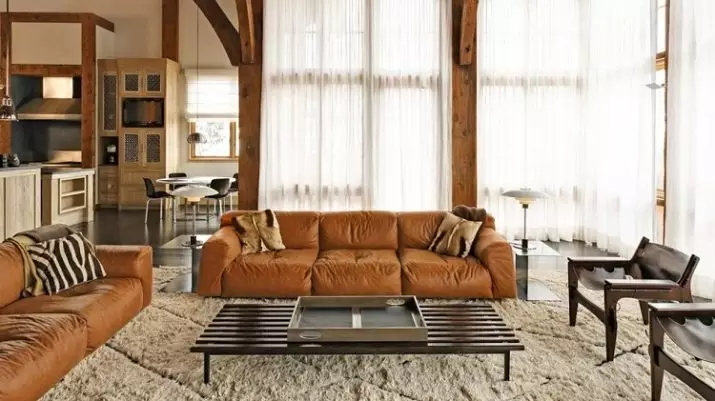 Oranžinės sofos: spalvų deriniai interjere. Kampe ir tiesios sofos. Tapetai po oranžine sofa 9223_17