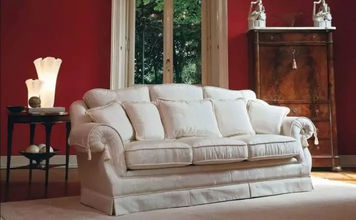 Klassike sofa's (74 foto's): prachtige sofa's yn 'e styl fan' e moderne klassikers, Russyske produksje en meubels fan oare fabrikanten yn it ynterieur 9230_73