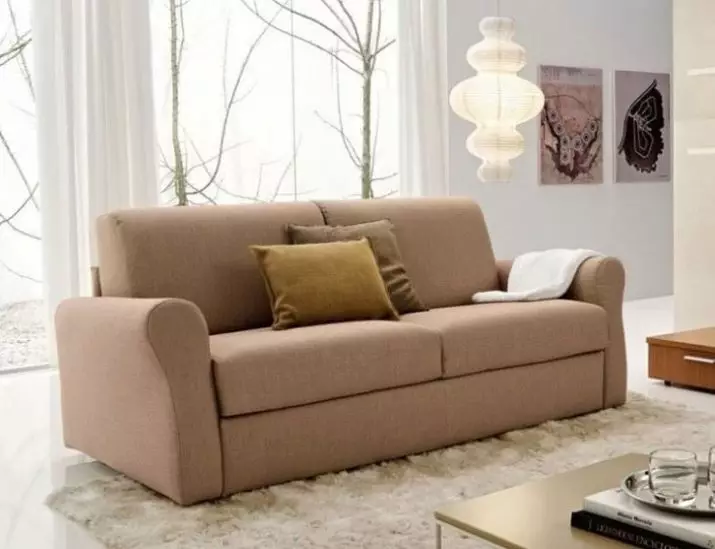 Beige-sohvat sisätiloissa (57 kuvaa): kulma ja suora, tyynyjä ja ilman, yhdistelmä harmaa verhot, kirja, rahti ja muut mallit 9242_23
