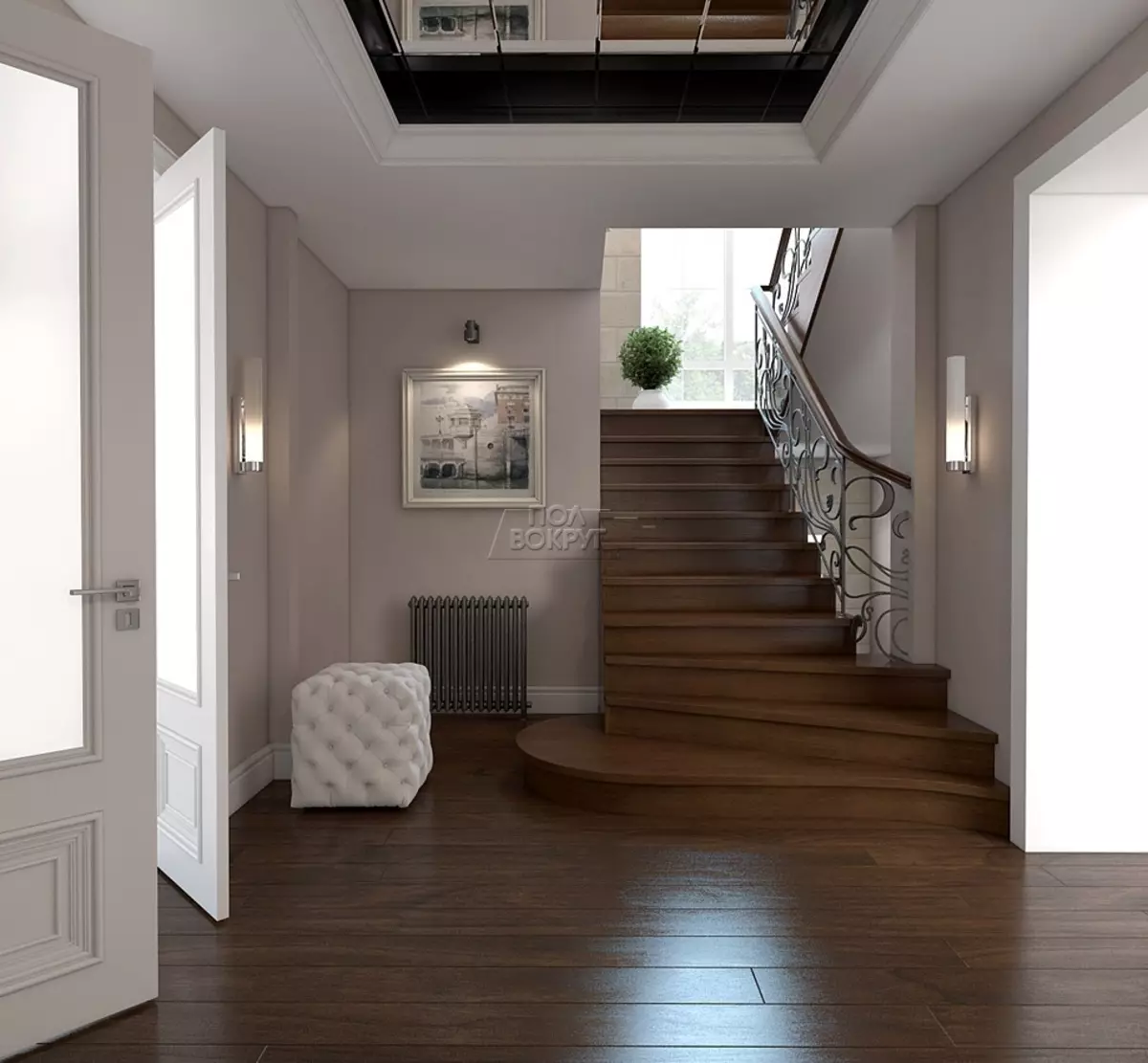 Özel bir evdeki koridor tasarımı (95 fotoğraf): Bir pencere ile geniş ve küçük bir koridorun iç kısmının tescili ve rustik ve yazlık bir ev olmadan. Güzel yerleşim seçenekleri 9262_32