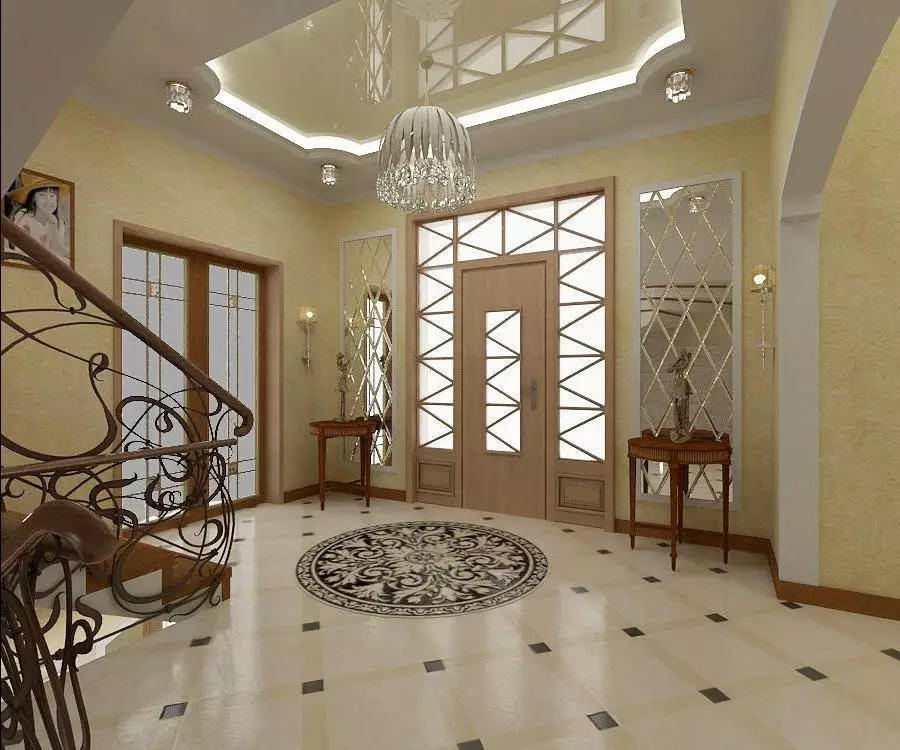 Özel bir evdeki koridor tasarımı (95 fotoğraf): Bir pencere ile geniş ve küçük bir koridorun iç kısmının tescili ve rustik ve yazlık bir ev olmadan. Güzel yerleşim seçenekleri 9262_36