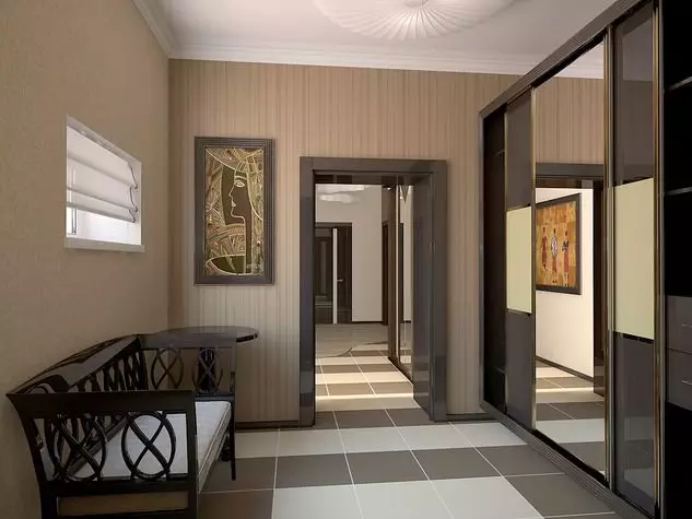 Deseño de corredor nunha casa privada (95 fotos): rexistro do interior dun corredor grande e pequeno cunha xanela e sen unha casa rústica e de verán. Fermosos opcións de deseño 9262_82