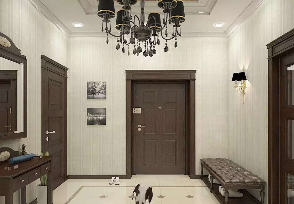 Konstrukce chodby v soukromém domě (95 fotek): Registrace interiéru velkého a malého koridoru s oknem a bez rustikálního a letního domu. Krásné možnosti rozložení 9262_83