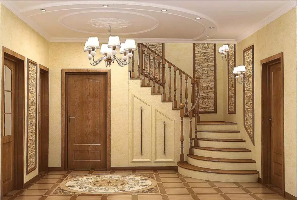 Özel bir evdeki koridor tasarımı (95 fotoğraf): Bir pencere ile geniş ve küçük bir koridorun iç kısmının tescili ve rustik ve yazlık bir ev olmadan. Güzel yerleşim seçenekleri 9262_95