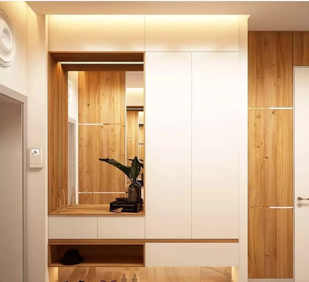 Desain lorong 4 meter persegi. M (42 foto): Fitur desain interior koridor panjang 4 meter di apartemen dan solusi yang indah 9263_11