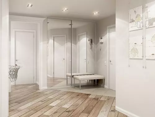 Ingresso bianco (76 foto): selezione di mobili nel corridoio in bianco. Design del corridoio in bianco e nero e altre combinazioni nell'appartamento 9264_25