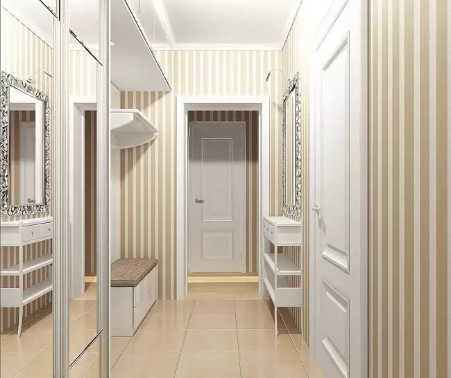 Hall de entrada blanco (76 fotos): Selección de muebles en el pasillo en blanco. Diseño del pasillo en blanco y negro y otras combinaciones en el apartamento. 9264_55