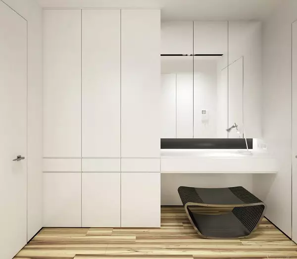Ingresso bianco (76 foto): selezione di mobili nel corridoio in bianco. Design del corridoio in bianco e nero e altre combinazioni nell'appartamento 9264_70