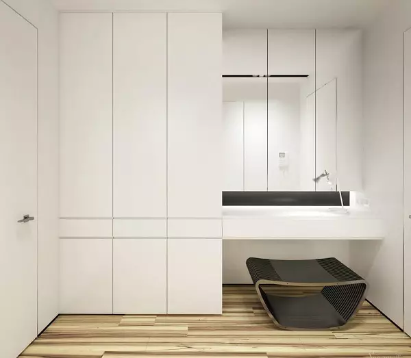 Hall de entrada blanco (76 fotos): Selección de muebles en el pasillo en blanco. Diseño del pasillo en blanco y negro y otras combinaciones en el apartamento. 9264_70