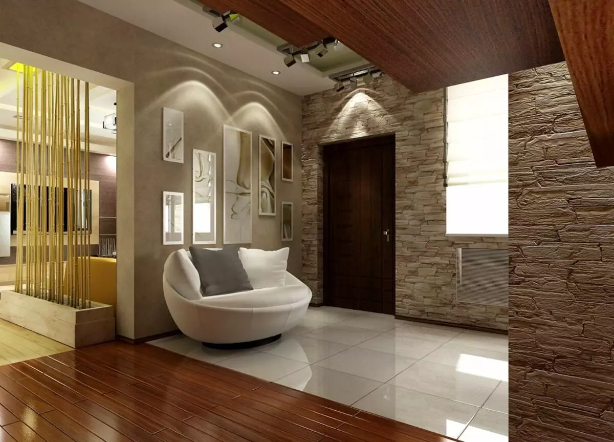 Veliki hodnik (55 fotografija): Mogućnosti dizajna velikih veličina u apartmanu, zanimljive ideje za projektiranje unutrašnjosti prostranih soba 9266_23
