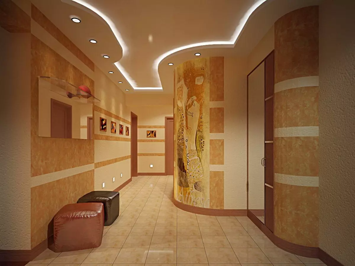 Голям коридор (55 снимки): Big размери дизайн опции в апартамента, интересни идеи за проектиране на интериора на просторни стаи 9266_27