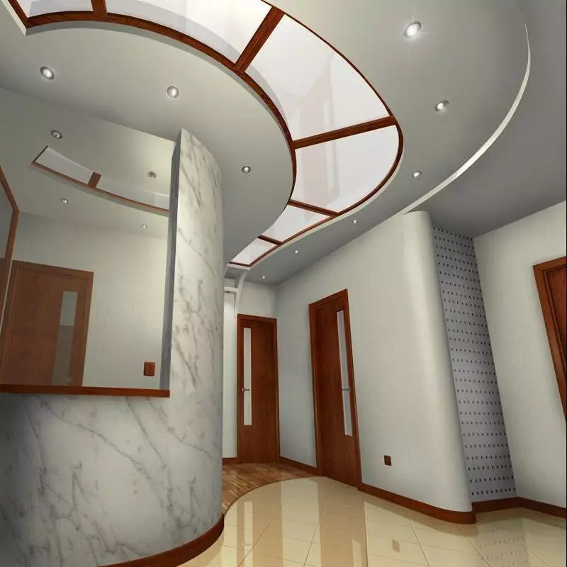 Veliki hodnik (55 fotografija): Mogućnosti dizajna velikih veličina u apartmanu, zanimljive ideje za projektiranje unutrašnjosti prostranih soba 9266_33