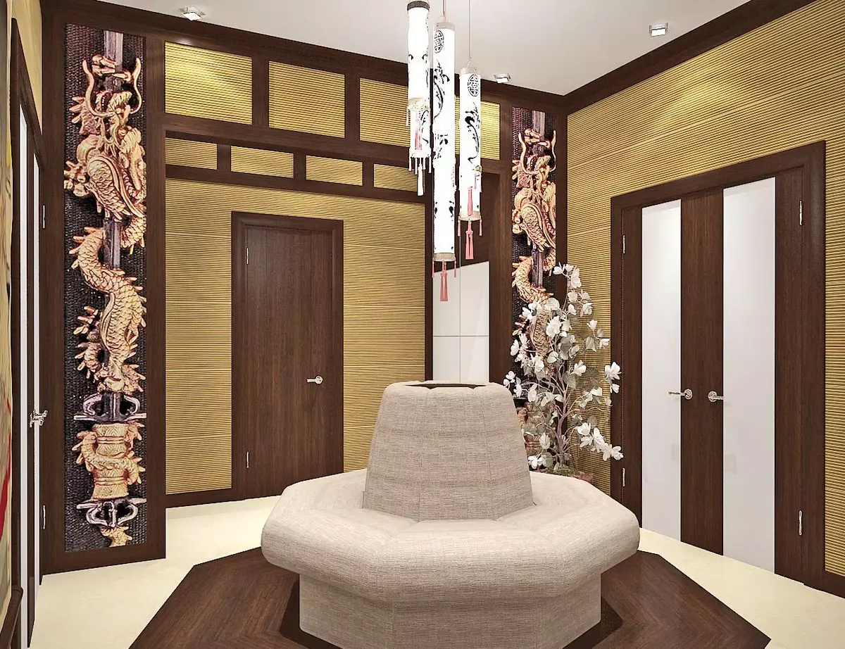 დიდი hallway (55 ფოტო): დიდი ზომის დიზაინის პარამეტრები ბინაში, საინტერესო იდეები დიზაინის ინტერიერი ფართო ოთახი 9266_52