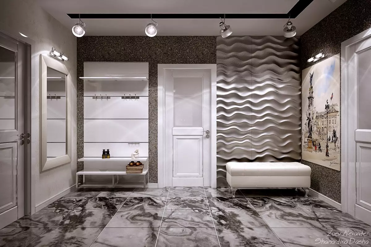 Grande corridoio (55 foto): Opzioni di design delle grandi dimensioni nell'appartamento, idee interessanti per la progettazione degli interni delle camere spaziose 9266_54