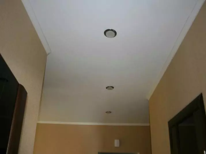 Stretch plafon u hodniku (71 fotografije): stropni dizajn u užem i dugom hodniku, opcije sa tačke svjetla i dva nivoa u apartmanu, crnu i sjajnu vrstu 9270_21
