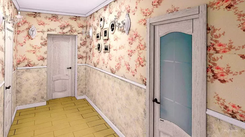 Hall i stil med Provence (74 foton): Inredningen av korridoren i vita och andra färger, designen av garderober och andra möbler i Provence-stilen 9279_31
