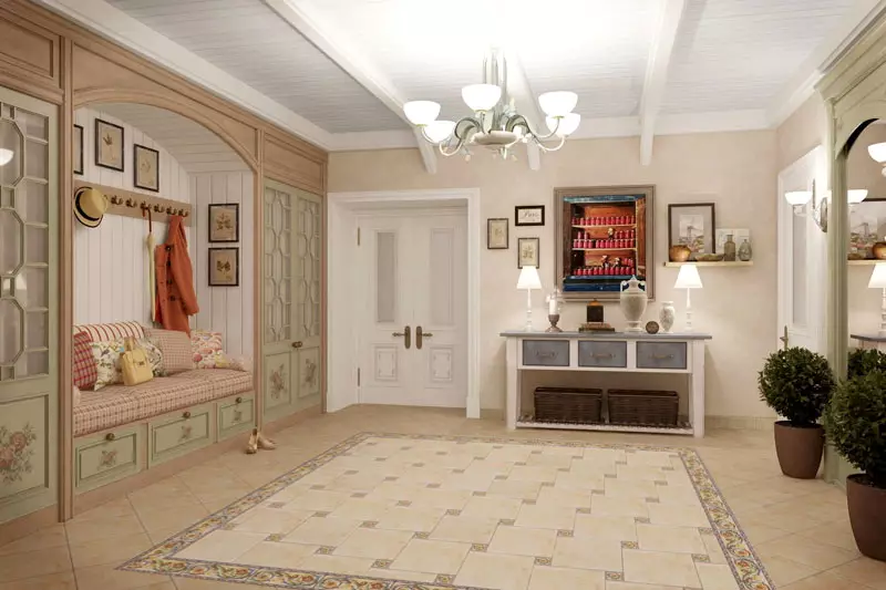 Сала во стилот на Прованса (74 фотографии): внатрешноста на коридорот во бели и други бои, дизајнот на гардеробите и другиот мебел во стилот на Прованса 9279_51