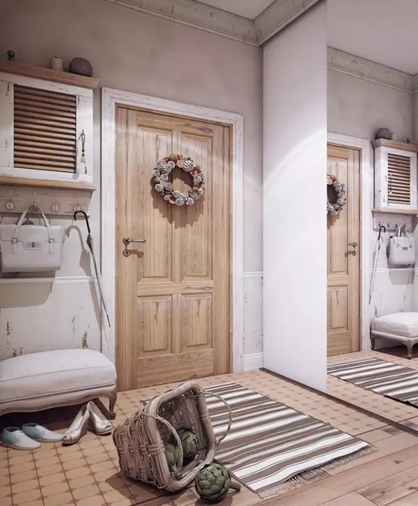 Hala ve stylu Provence (74 fotek): Interiér koridoru v bílých a jiných barvách, návrh skříně a dalšího nábytku ve stylu Provence 9279_58