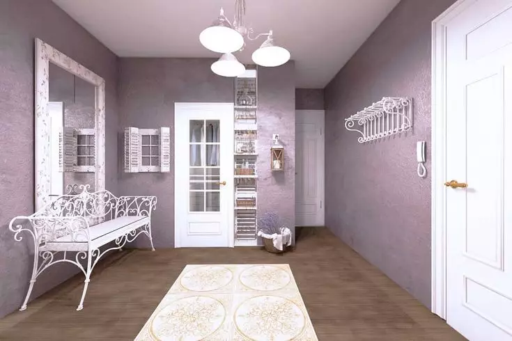 Hall al estilo de la Provenza (74 fotos): el interior del pasillo en blanco y otros colores, el diseño de los armarios y otros muebles al estilo de la Provenza 9279_61