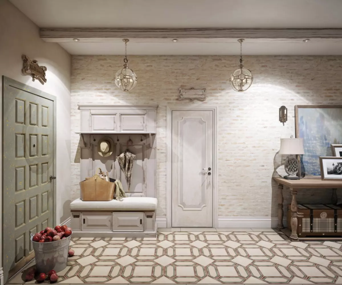 Hall al estilo de la Provenza (74 fotos): el interior del pasillo en blanco y otros colores, el diseño de los armarios y otros muebles al estilo de la Provenza 9279_69