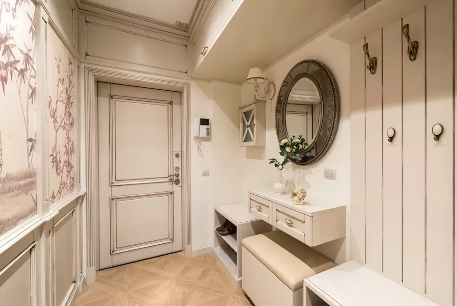 Salle dans le style de Provence (74 photos): l'intérieur du couloir en blanc et d'autres couleurs, la conception des armoires et autres meubles dans le style de la Provence 9279_70
