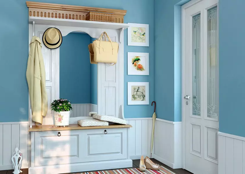Hala ve stylu Provence (74 fotek): Interiér koridoru v bílých a jiných barvách, návrh skříně a dalšího nábytku ve stylu Provence 9279_72