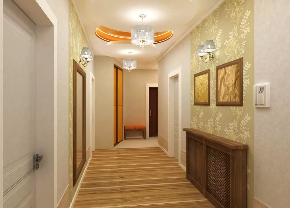 Sfondo. Spazio in espansione, in un corridoio stretto (49 foto): quale sfondo scegliere per un corridoio lungo e oscuro nell'appartamento? Di che colore è migliore? 9283_10