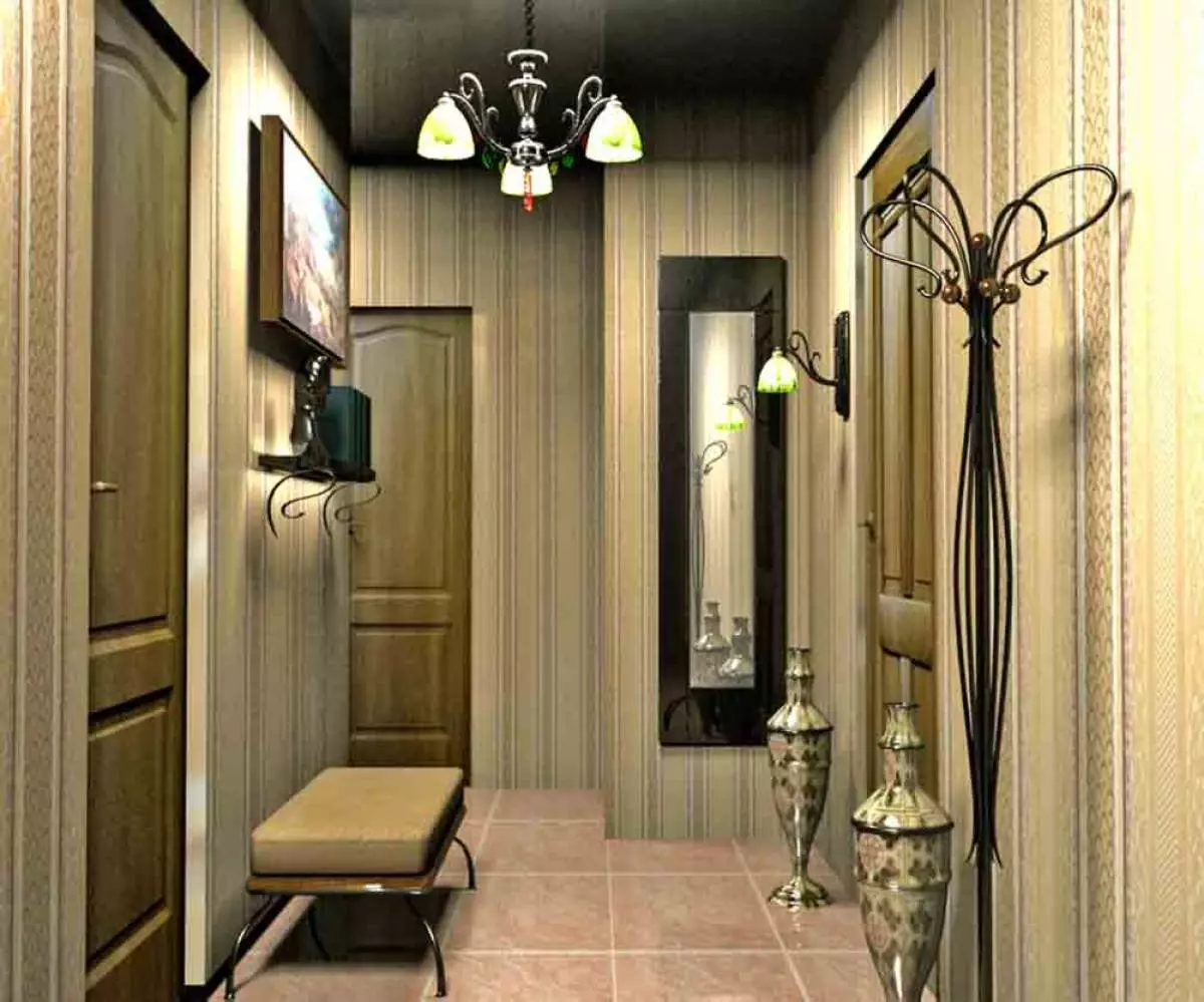 Tapeta. Razširitev prostora, v ozkem koridorju (49 fotografij): Kakšno ozadje izberite za dolg in temni hodnik v apartmaju? Kakšna barva je boljša? 9283_11