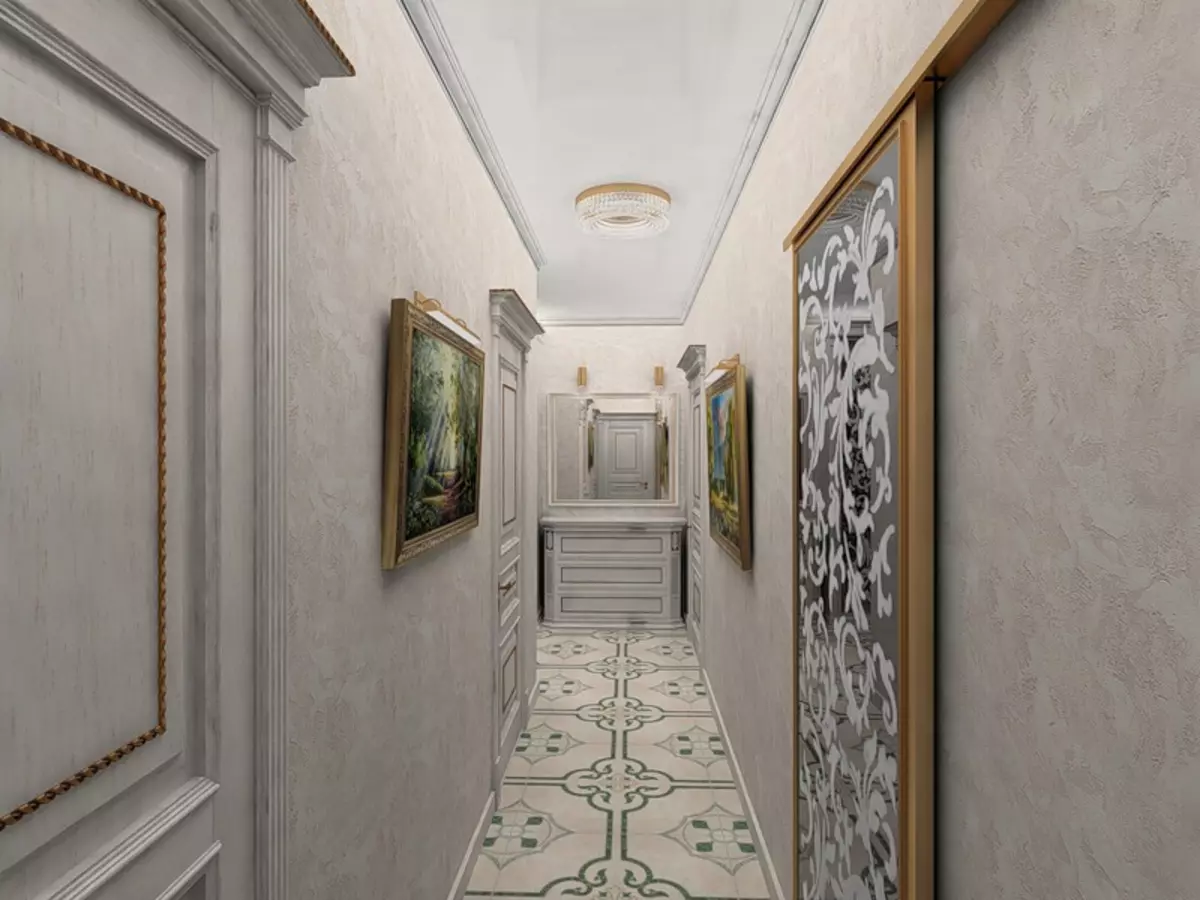 Letër-muri. Zgjerimi i hapësirës, ​​në një korridor të ngushtë (49 foto): Çfarë sfond për të zgjedhur për një korridor të gjatë dhe të errët në apartament? Çfarë ngjyre është më i mirë? 9283_17