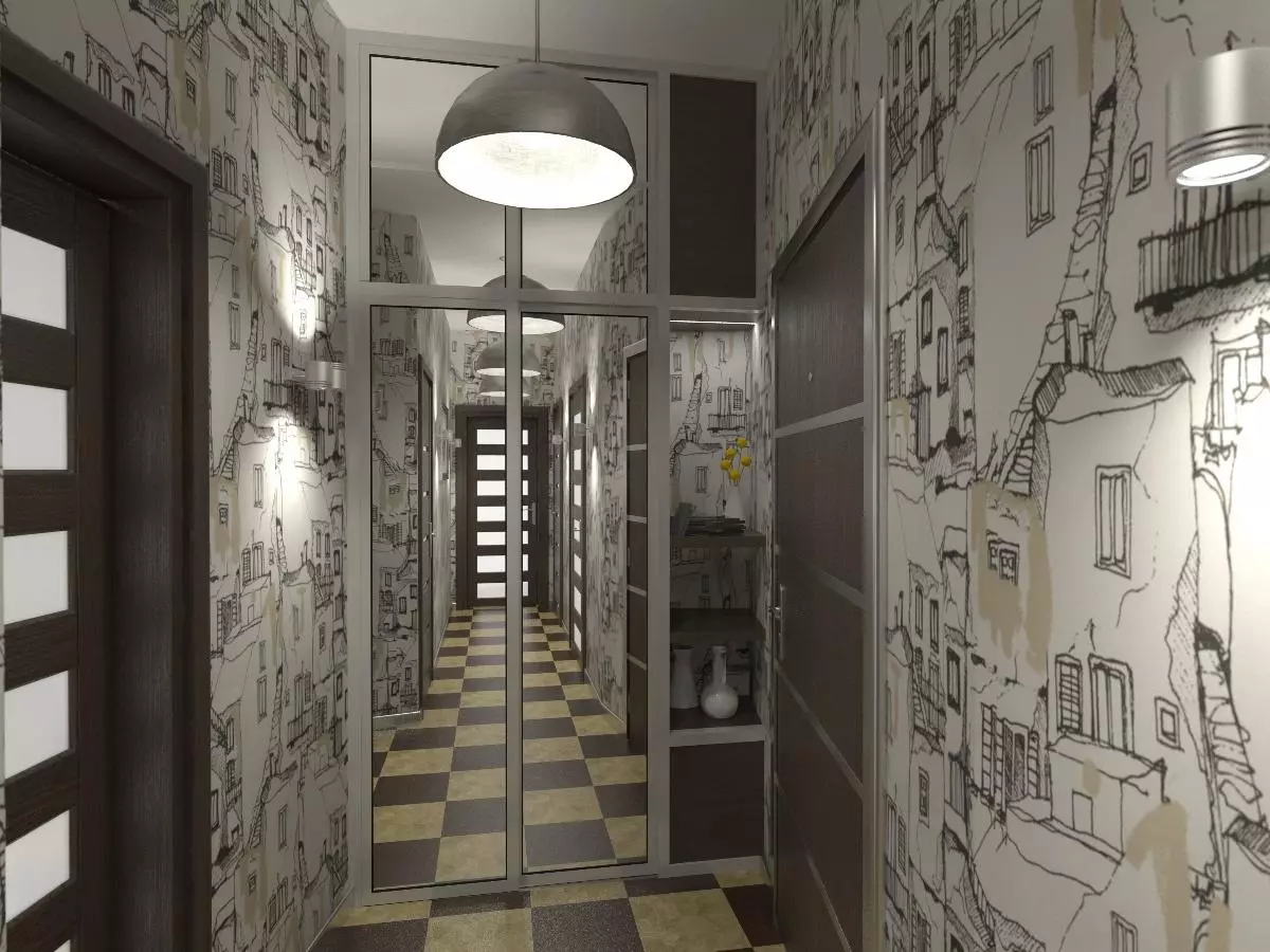 Hình nền. Mở rộng không gian, trong một hành lang hẹp (49 ảnh): Hình nền nào để lựa chọn cho một hành lang dài và tối trong căn hộ? Màu gì là tốt hơn? 9283_2