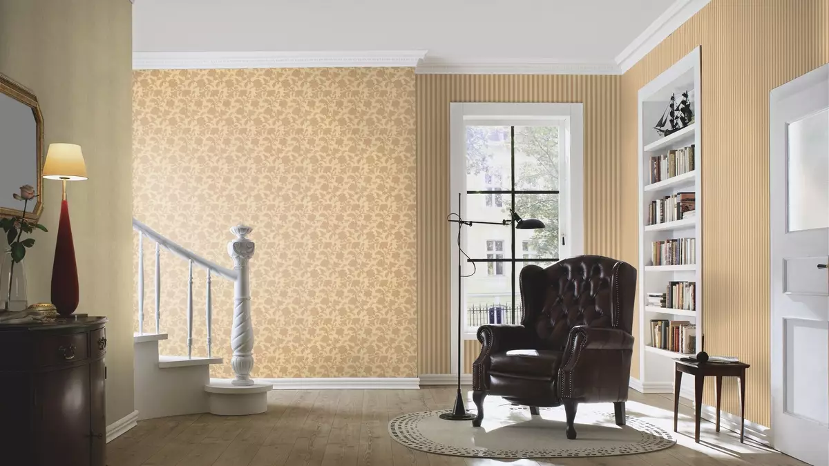 Hình nền kết hợp ở hành lang (49 ảnh): Thiết kế của hành lang với sự kết hợp của hình nền trong căn hộ. Làm thế nào để blot hình nền của hai màu đẹp? 9284_18