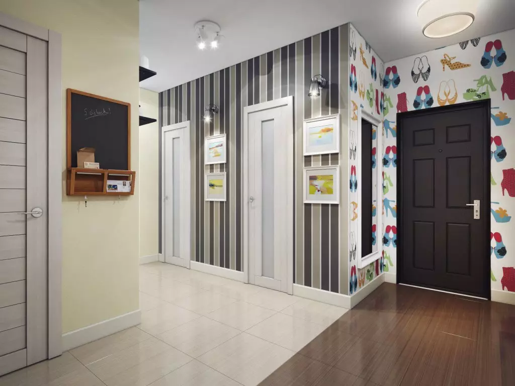 Hình nền kết hợp ở hành lang (49 ảnh): Thiết kế của hành lang với sự kết hợp của hình nền trong căn hộ. Làm thế nào để blot hình nền của hai màu đẹp? 9284_25