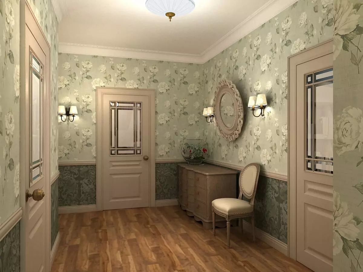 Hình nền kết hợp ở hành lang (49 ảnh): Thiết kế của hành lang với sự kết hợp của hình nền trong căn hộ. Làm thế nào để blot hình nền của hai màu đẹp? 9284_29