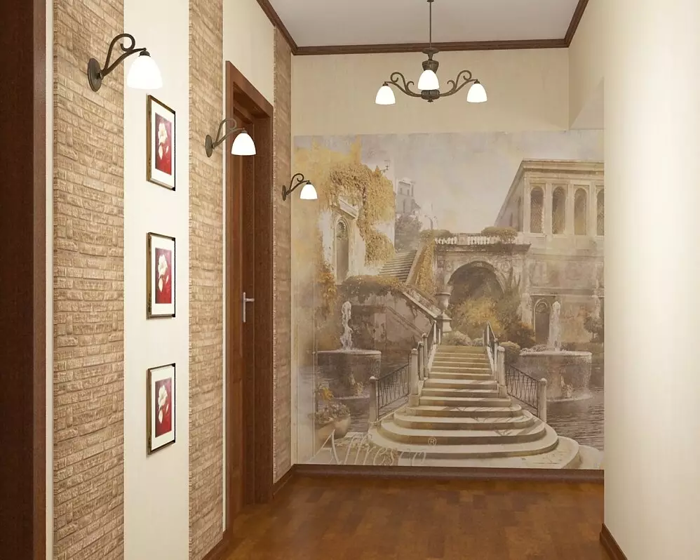 Hình nền kết hợp ở hành lang (49 ảnh): Thiết kế của hành lang với sự kết hợp của hình nền trong căn hộ. Làm thế nào để blot hình nền của hai màu đẹp? 9284_30