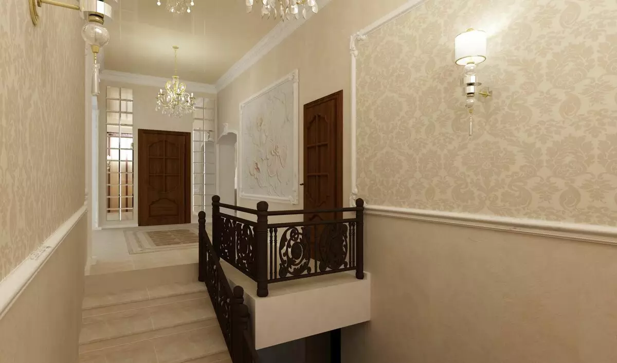 Hình nền kết hợp ở hành lang (49 ảnh): Thiết kế của hành lang với sự kết hợp của hình nền trong căn hộ. Làm thế nào để blot hình nền của hai màu đẹp? 9284_46