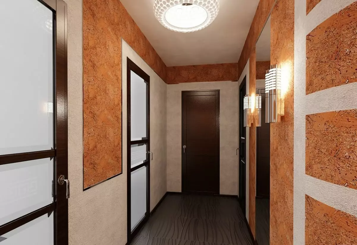 Wallpapers të lëngshme në korridor (51 foto): Çfarë sfond është më mirë të zgjidhni për muret në korridor? Vizatime nga letër-muri i lëngët në brendësi 9286_7