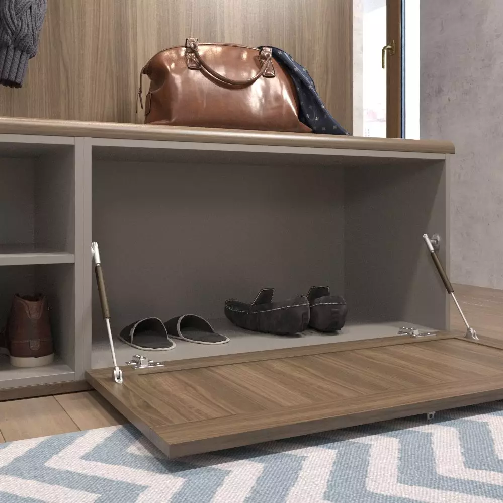Postrojenie do butów na korytarzu: drewniane buty z siedzeniem oraz wąski metalowy stojak, inne modele i zalecenia dotyczące wyboru 9329_11