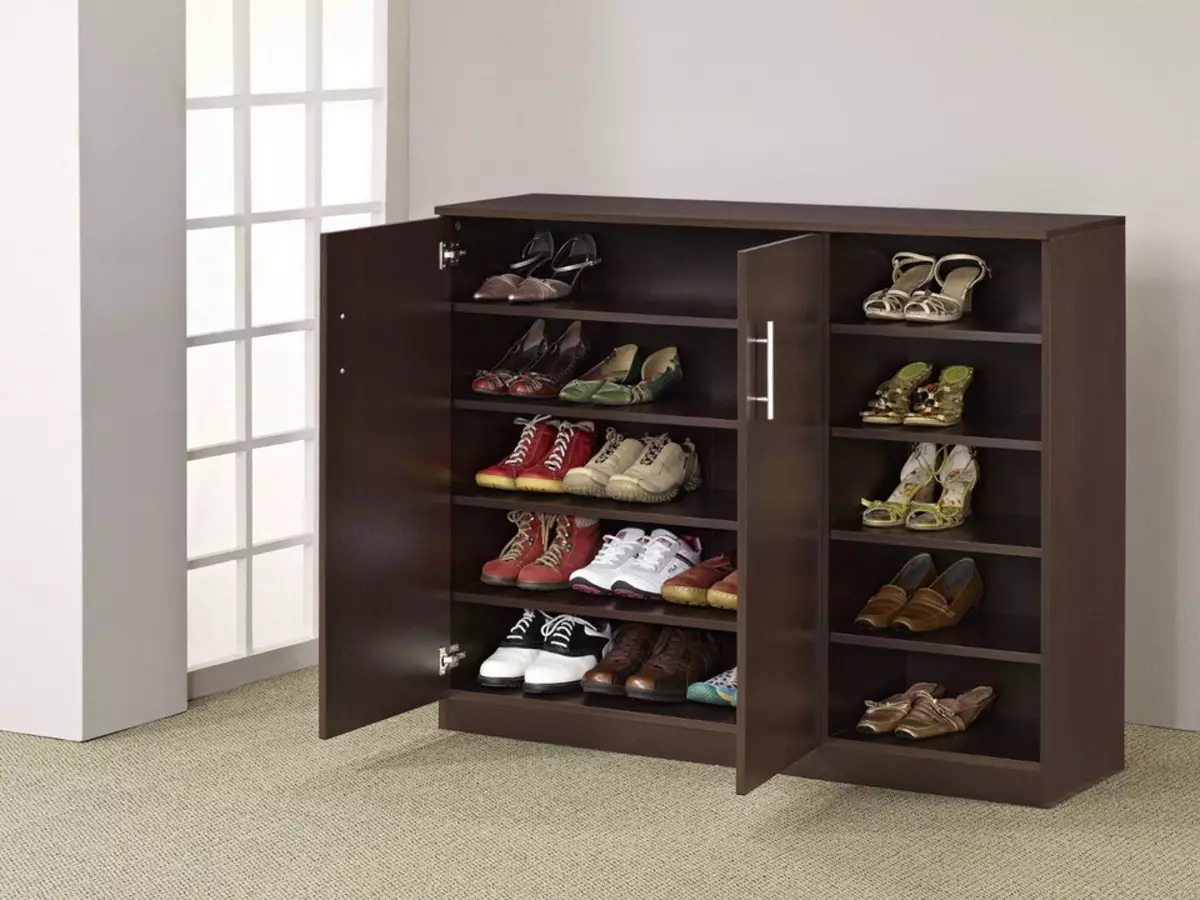 Opore za čevlje na hodniku: leseni čevlji s sedežem in ozko kovinsko stojalo, drugi modeli in priporočila za izbiro 9329_14