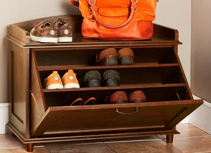 Postrojenie do butów na korytarzu: drewniane buty z siedzeniem oraz wąski metalowy stojak, inne modele i zalecenia dotyczące wyboru 9329_16