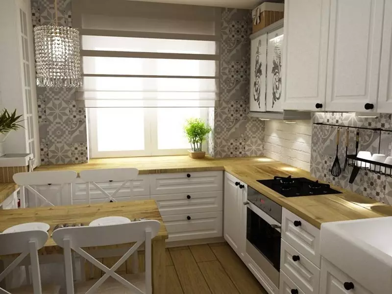 آشپزخانه با پنجره (68 عکس): طراحی آشپزخانه با پنجره های پانورامای بزرگ و داخلی آشپزخانه با پنجره های شیشه ای رنگ آمیزی، گزینه های دیگر 9339_31