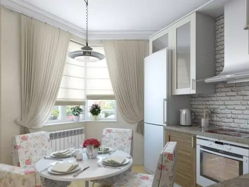 Virtuve ar logu (68 fotogrāfijas): virtuves dizains ar lieliem panorāmas logiem un virtuves interjers ar vitrāžas logiem, citas iespējas 9339_52