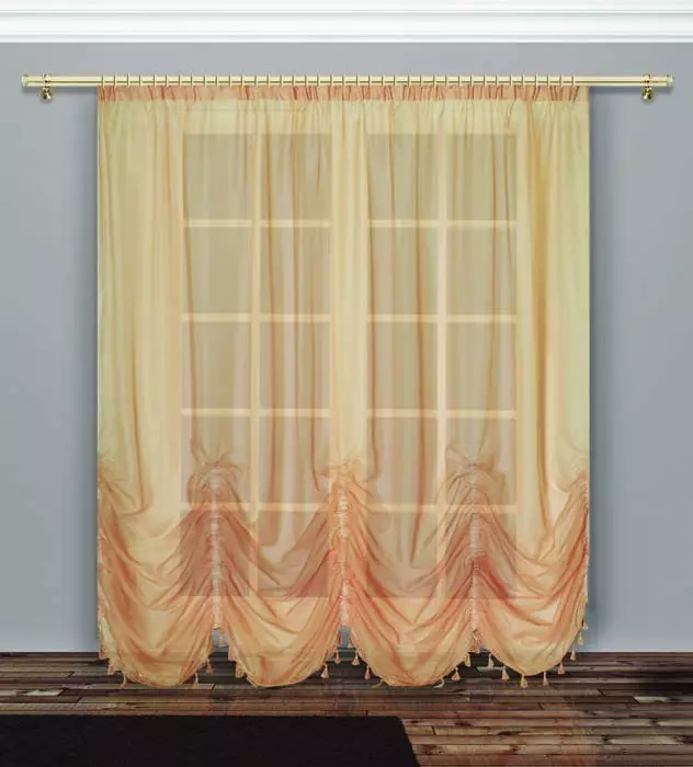 廚房裡的法國窗簾（71張照片）：“邊場”窗簾內部，設計，品種和材料的想法，選擇的提示 9348_47
