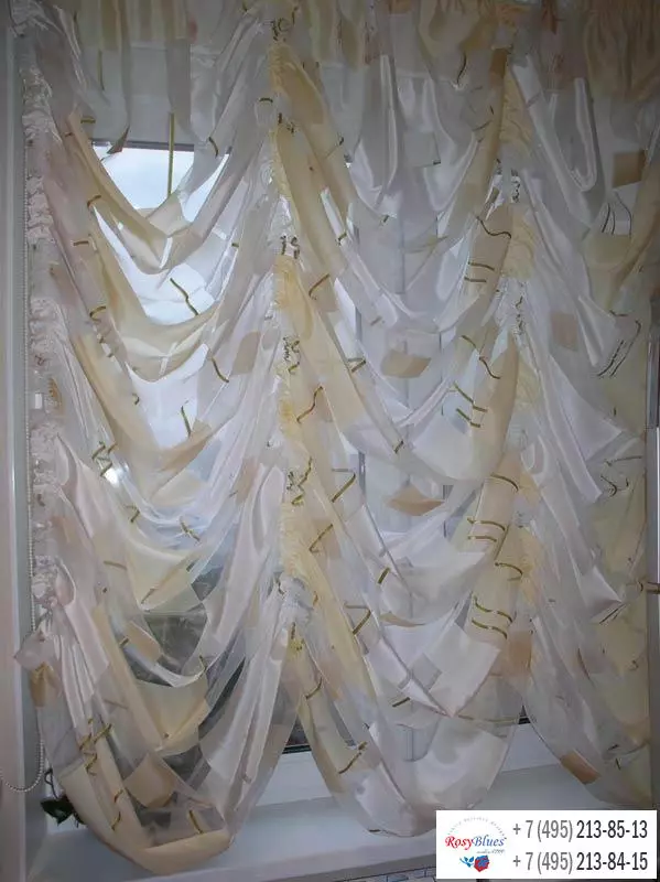 厨房里的法国窗帘（71张照片）：“边场”窗帘内部，设计，品种和材料的想法，选择的提示 9348_48